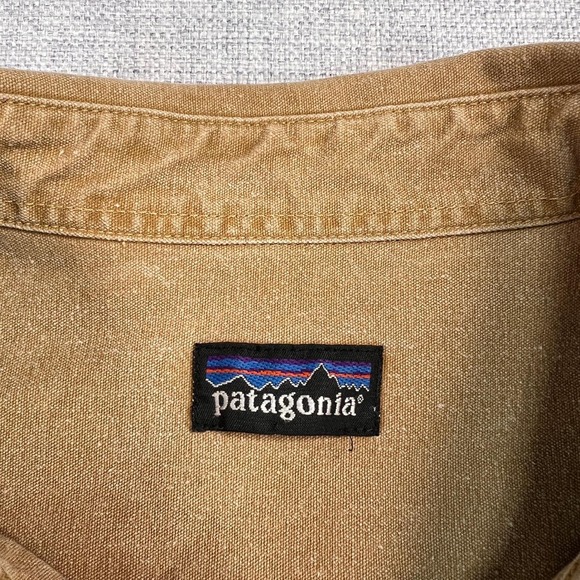 VTG 90s Patagonia Heavy Twill Canvas Work Shirt Men XL XXL Brown Utility Gorp - Picture 3 of 8